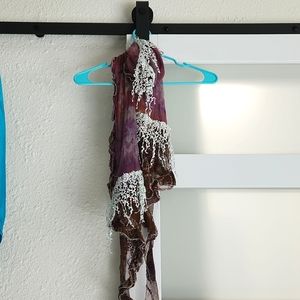 Purple lace doily vintage style muslin scarf